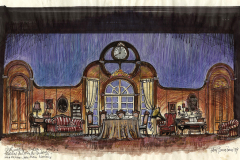 «Chat en poche», dessin du décor créé par Paul Bussières, 1979