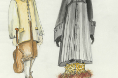 «Le médecin malgré lui», dessin de costumes créés par Denis Denoncourt, © 198