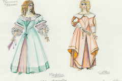 «Les précieuses ridicules», dessins des costumes créés par Denis Denoncourt, © 1981