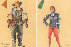 «La mégère apprivoisée»,  dessins de costumes créés par Denis Denoncourt, © 1983