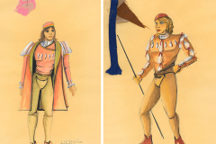 «La mégère apprivoisée»,  dessins de costumes créés par Denis Denoncourt, © 1983