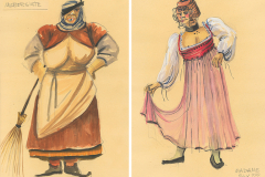 «La mégère apprivoisée»,  dessins de costumes créés par Denis Denoncourt, © 1983