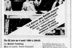 «Les Belles-soeurs», publicité journal, 1984