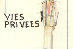 «Vies-privées», dessin de costume créé par Denis Denoncourt, © 1985