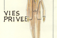«Vies-privées», dessin de costume créé par Denis Denoncourt, © 1985