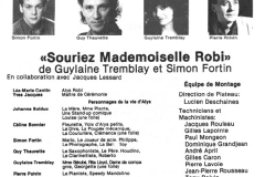 «Souriez Mlle Robi», tiré du programme : la distribution, 1987