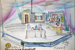 «Fanny», dessin du décor par Maurice Day, 1987.