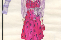 «Les voisins», dessin des costumes créés par Caroline Drouin, 1988