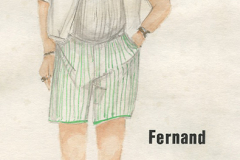 «Les voisins», dessin des costumes créés par Caroline Drouin, 1988