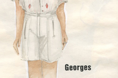 «Les voisins», dessin des costumes créés par Caroline Drouin, 1988