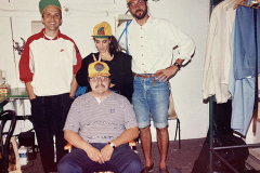 «Les gars», en loge : Jean-Jacqui Boutet, Reynald Robinson, Agnès Zacharie, Denis Bernard, 1989