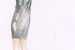 «Les gars», dessin de costume créé par Caroline Drouin, 1989