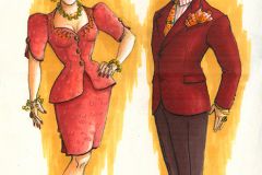 «Ministre à sous-louer», dessin des costumes créés par Luce Pelletier, 1995