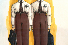 «Ministre à sous-louer», dessin des costumes créés par Luce Pelletier, 1995
